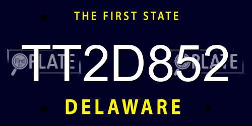 TT2D852 Delaware License Plate