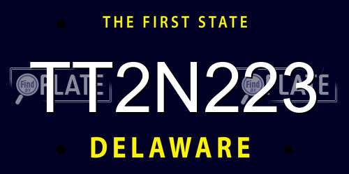 TT2N223 Delaware License Plate