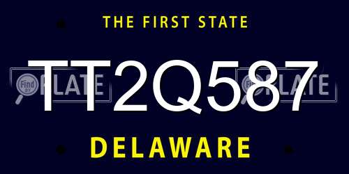 TT2Q587 Delaware License Plate