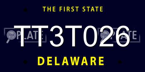 TT3T026 Delaware License Plate