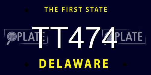 TT474 Delaware License Plate