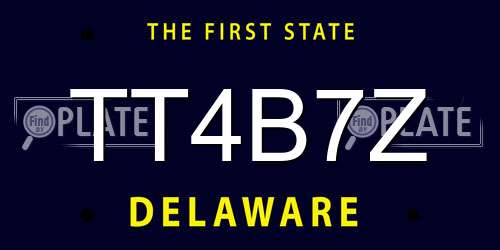 TT4B7Z Delaware License Plate