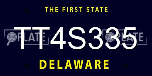 TT4S335 Delaware License Plate