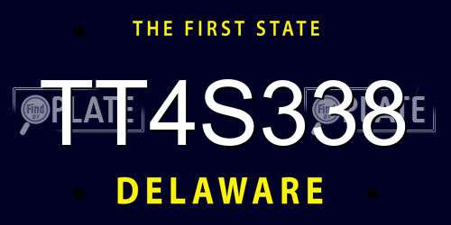 TT4S338 Delaware License Plate