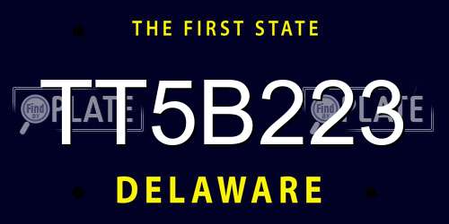 TT5B223 Delaware License Plate
