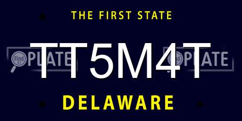 TT5M4T Delaware License Plate