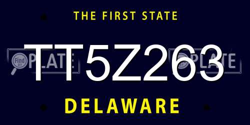 TT5Z263 Delaware License Plate