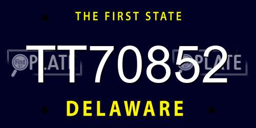 TT70852 Delaware License Plate