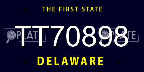 TT70898 Delaware License Plate