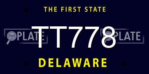 TT778 Delaware License Plate