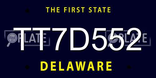 TT7D552 Delaware License Plate
