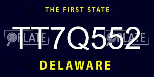 TT7Q552 Delaware License Plate