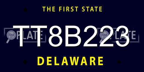 TT8B223 Delaware License Plate