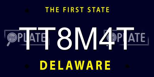 TT8M4T Delaware License Plate