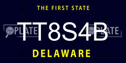 TT8S4B Delaware License Plate