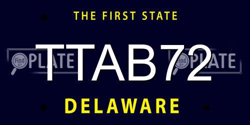 TTAB72 Delaware License Plate