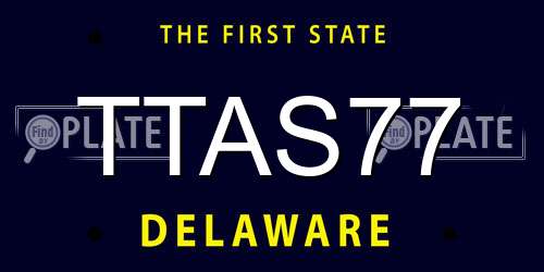 TTAS77 Delaware License Plate