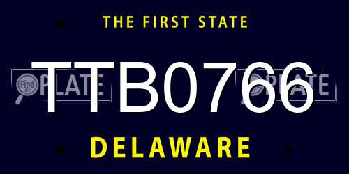 TTB0766 Delaware License Plate