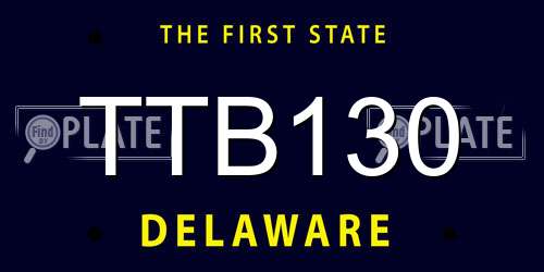 TTB130 Delaware License Plate