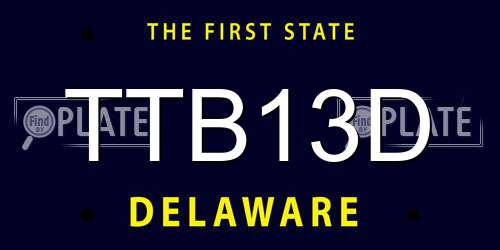 TTB13D Delaware License Plate