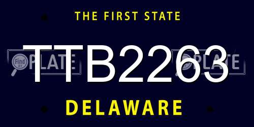 TTB2263 Delaware License Plate