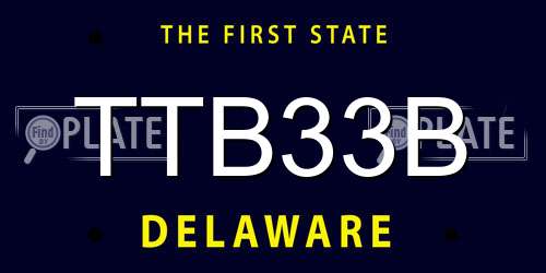 TTB33B Delaware License Plate