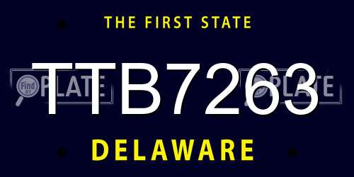 TTB7263 Delaware License Plate