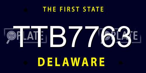 TTB7763 Delaware License Plate
