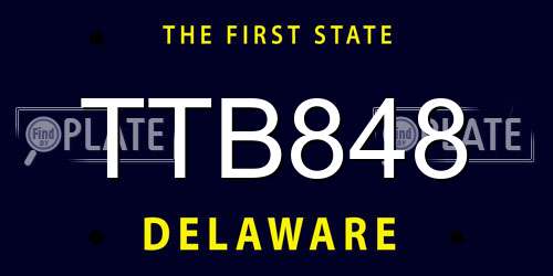 TTB848 Delaware License Plate