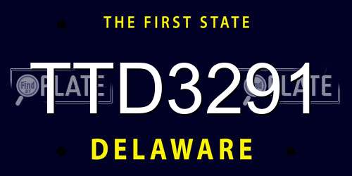 TTD3291 Delaware License Plate