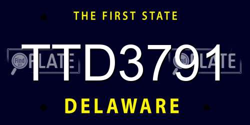 TTD3791 Delaware License Plate
