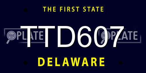 TTD607 Delaware License Plate