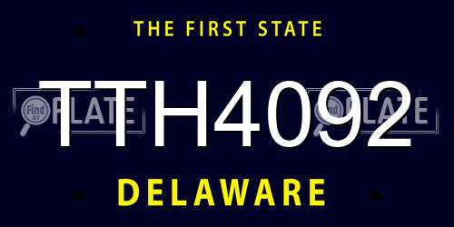 TTH4092 Delaware License Plate