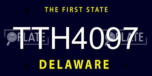 TTH4097 Delaware License Plate