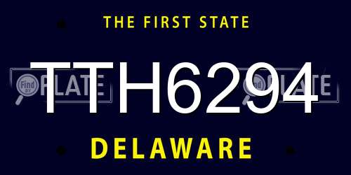 TTH6294 Delaware License Plate