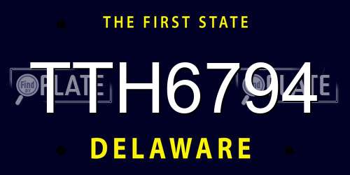 TTH6794 Delaware License Plate