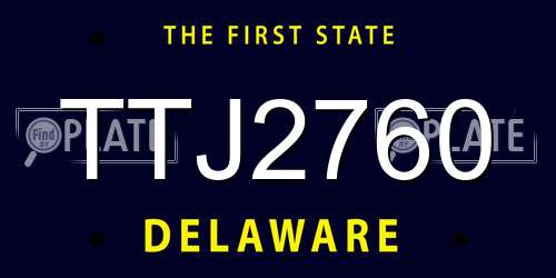 TTJ2760 Delaware License Plate