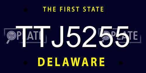 TTJ5255 Delaware License Plate