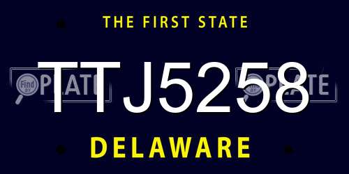TTJ5258 Delaware License Plate