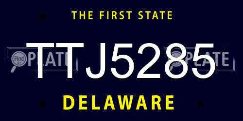 TTJ5285 Delaware License Plate