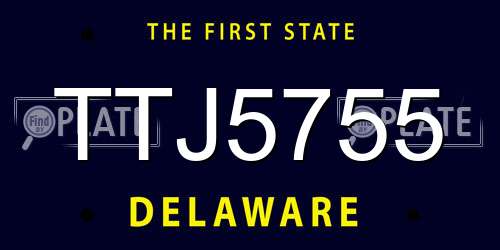 TTJ5755 Delaware License Plate