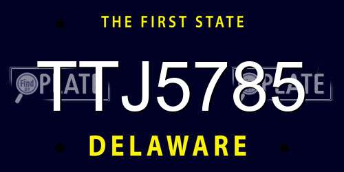 TTJ5785 Delaware License Plate