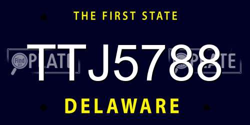 TTJ5788 Delaware License Plate