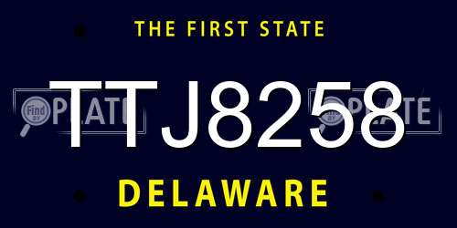 TTJ8258 Delaware License Plate