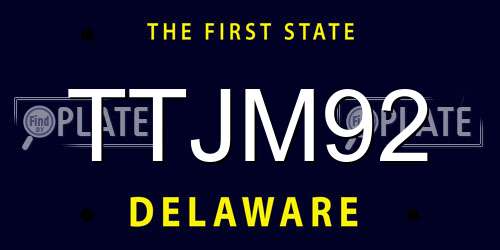 TTJM92 Delaware License Plate