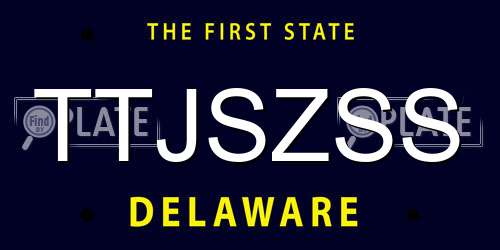 TTJSZSS Delaware License Plate