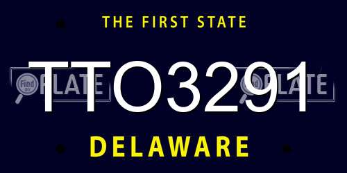 TTO3291 Delaware License Plate