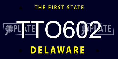 TTO602 Delaware License Plate