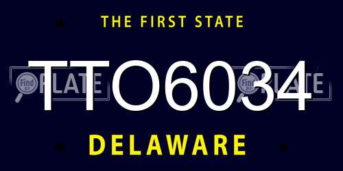 TTO6034 Delaware License Plate