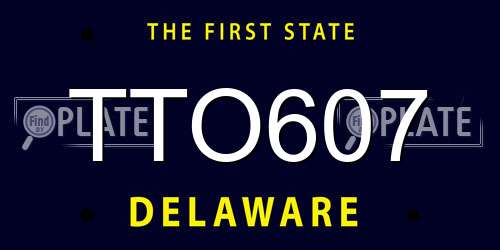 TTO607 Delaware License Plate